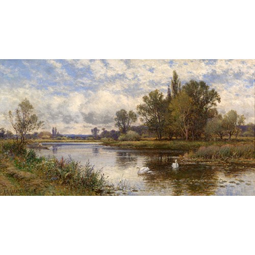 River Scene with Swans